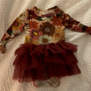 Posh Peanut Floral Onesie with tulle skirt